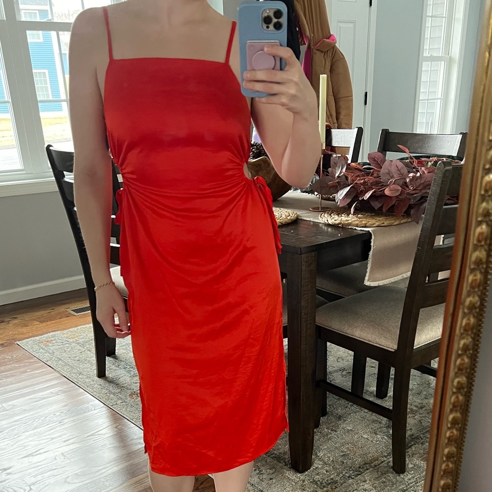 NWT satin red midi dress Christian Lacroix